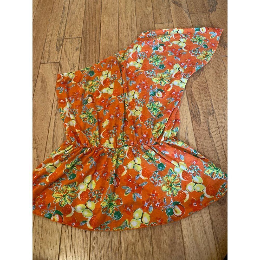 Lane Bryant women's orange floral off the shoulder elastic waist top size 14/16W